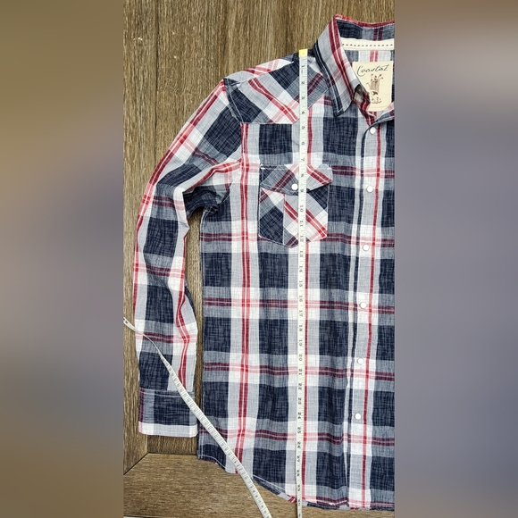 Coastal Brand Men's Button-up Longsleeve Plaid Snap Shirt Size Large - Picture 2 of 8